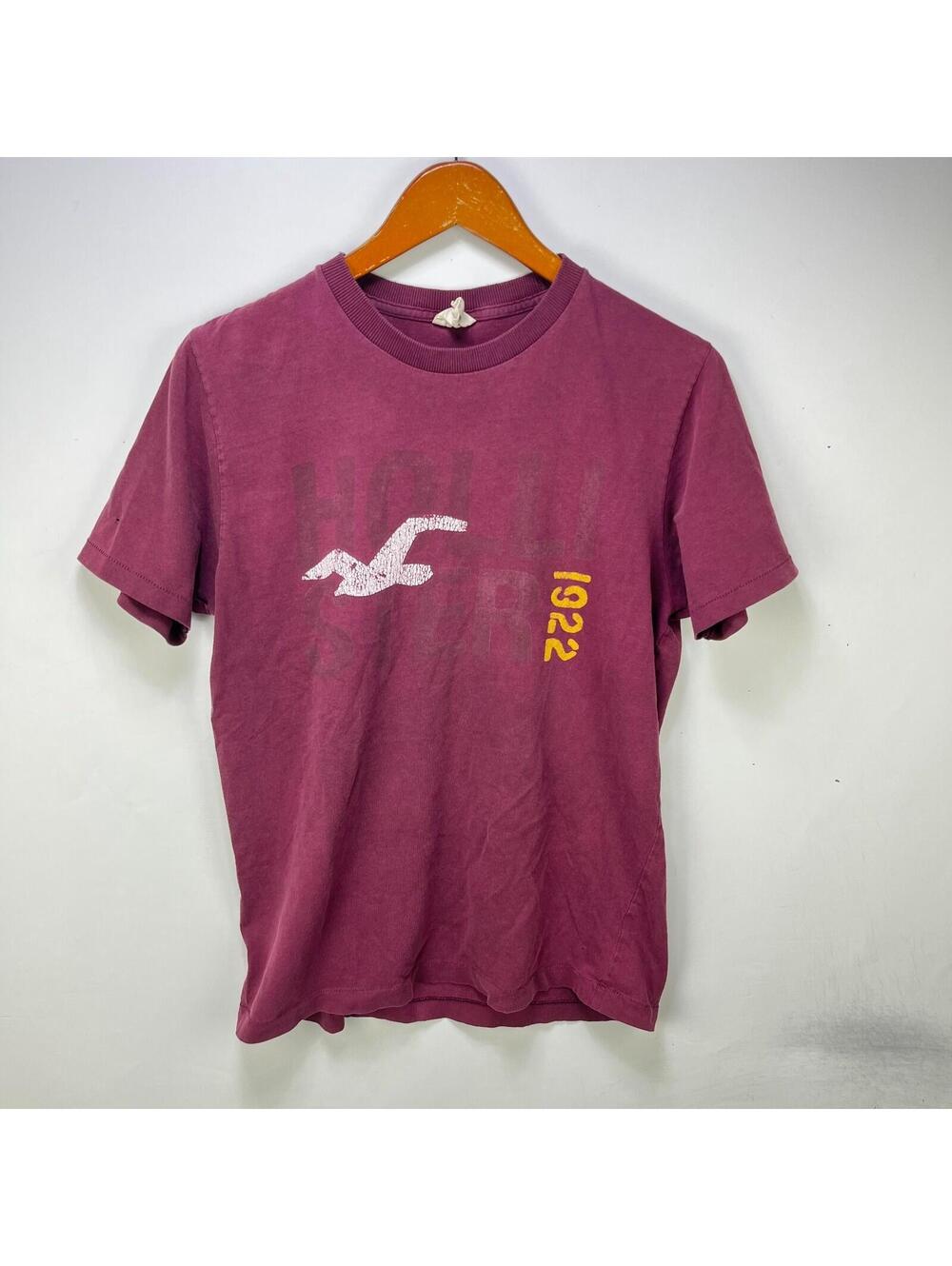 Vintage Y2K Hollister Seagull Logo Maroon Cotton T Shirt M